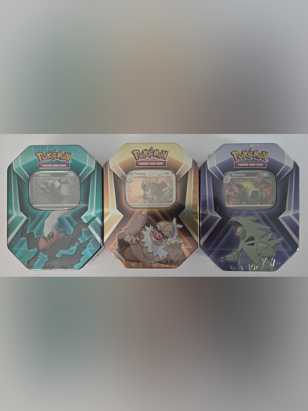 Pokémon TCG Collector Tins – Darkrai, Slaking & Tyranitar – NEW & SEALED